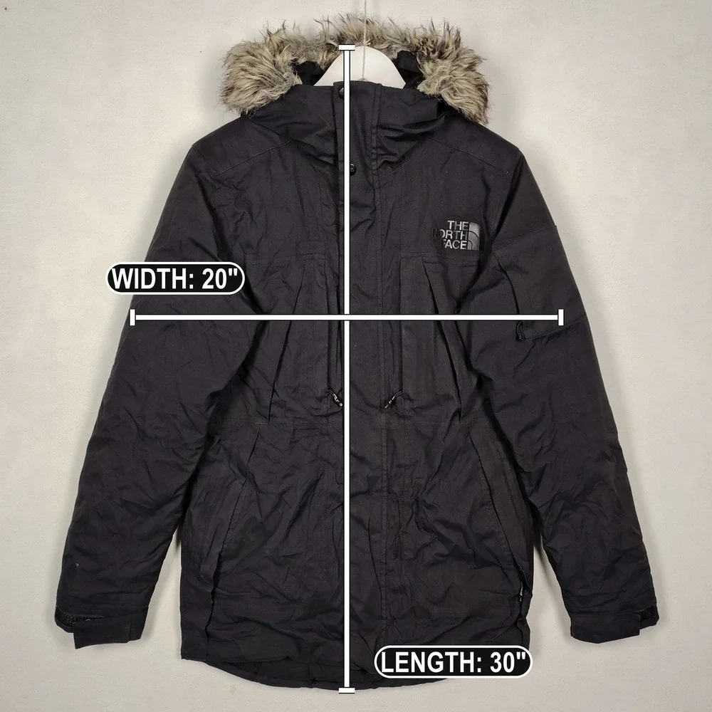 The North Face Mens XS Black Hooded Insulated Parka Faux Fur Trim Down Coat